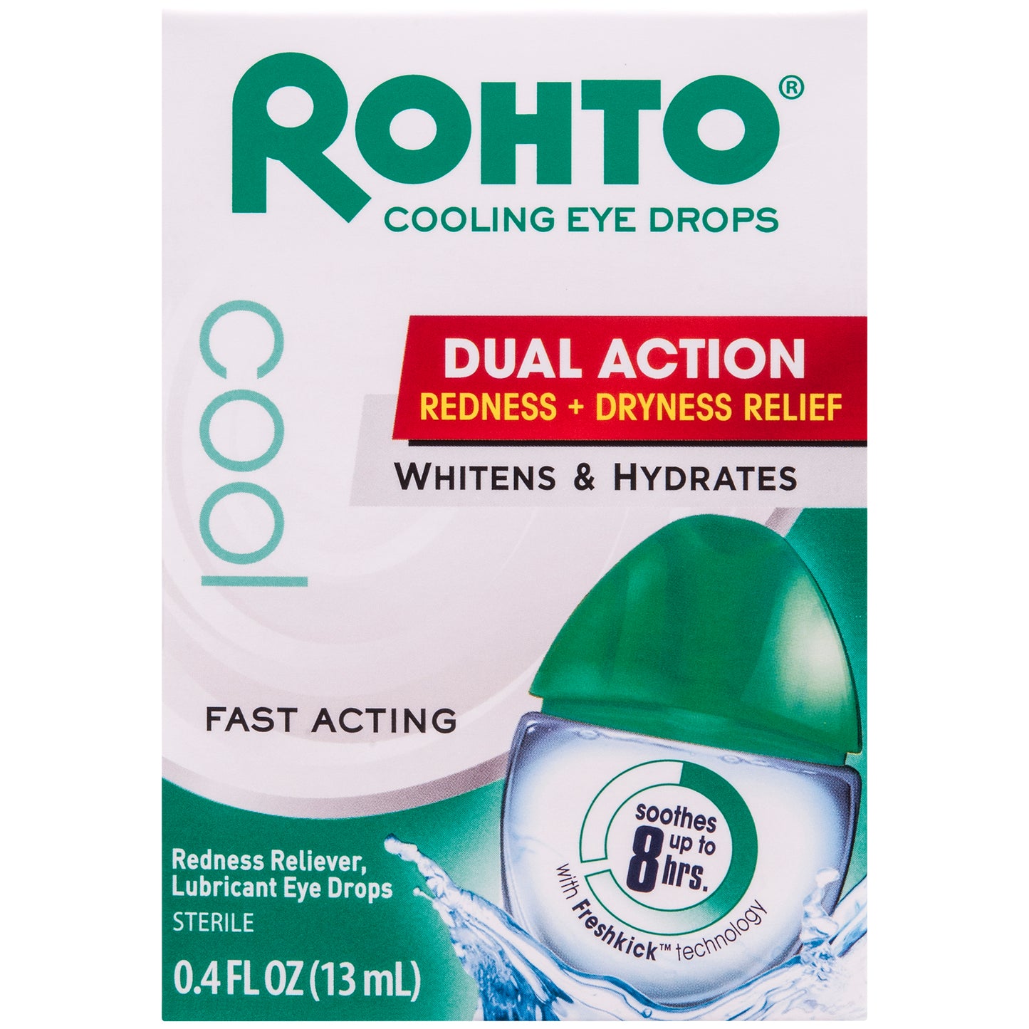 Rohto Eye Drops - Cooling Eye Drops Dual Action Redness&Drynesssrelef 0.4Floz (13Ml)
