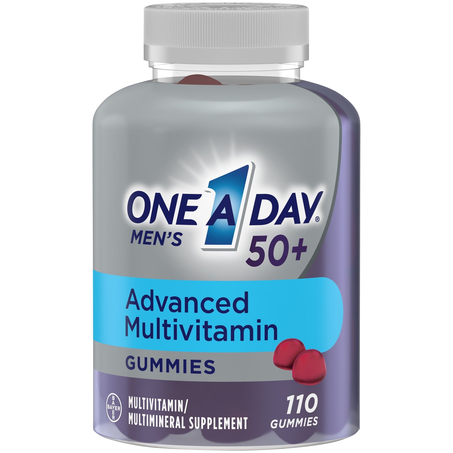 One A Day - Mens 50+ Adanced Multivitamin Gummies - Immunity + Brain Support - 110 Ct
