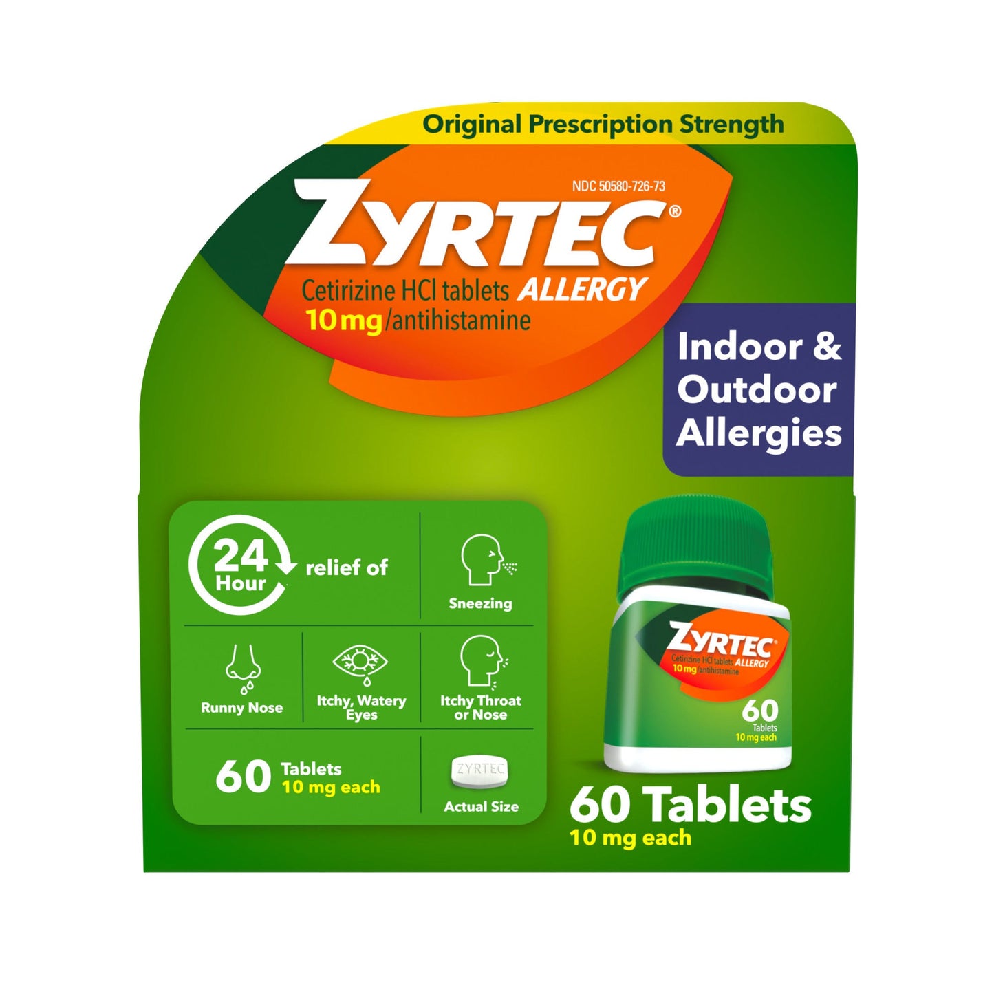 Zyrtec - 24 Hour Allergy Relief - 60 Tablets