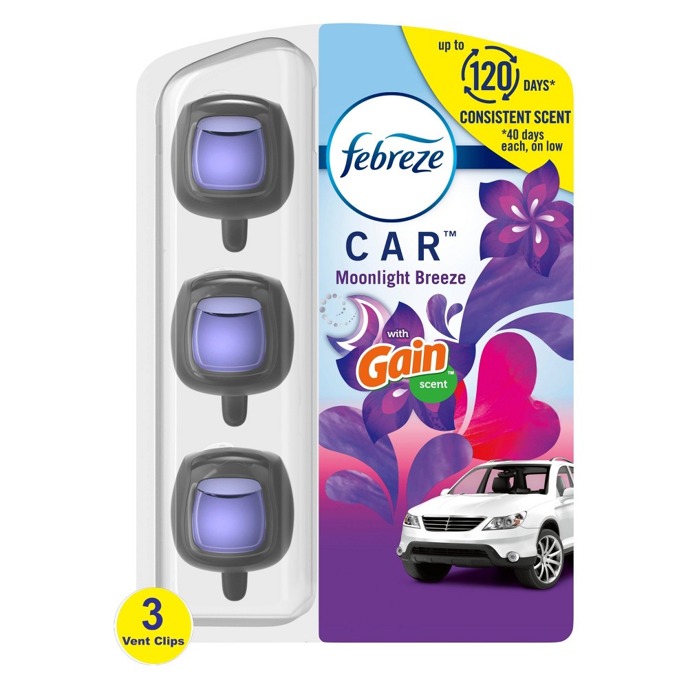 Febreze - Car Freshener - Vent Clip - Gain Moonlight Breeze - 3 pk