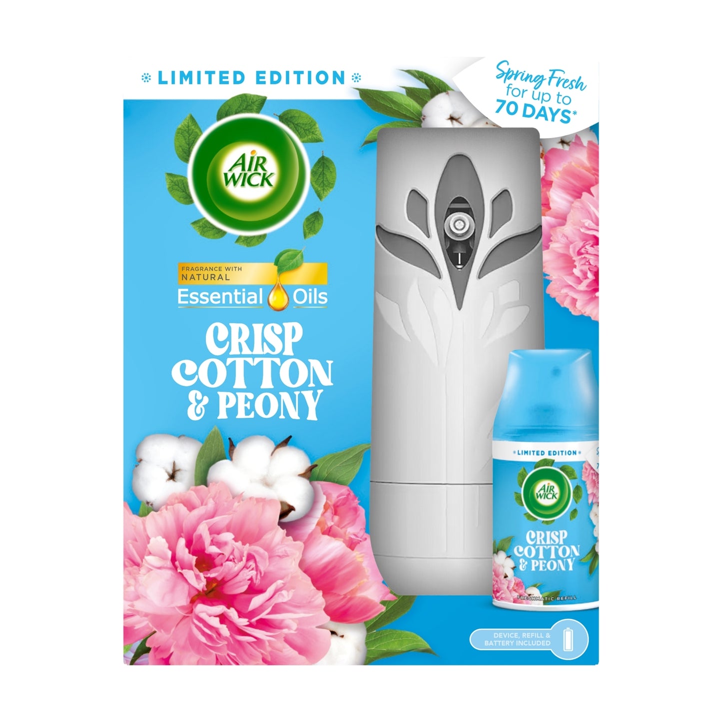 Airwick - Autospray - With Crisp Cotton & Peony Refill - 250 Ml