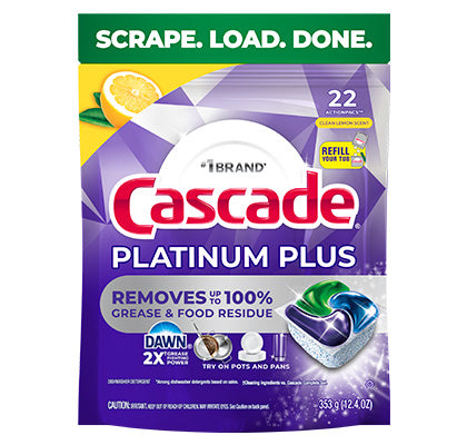 Cascade Pods - Platinum Plus Dishwasher Lemon Scent - 22 Ct