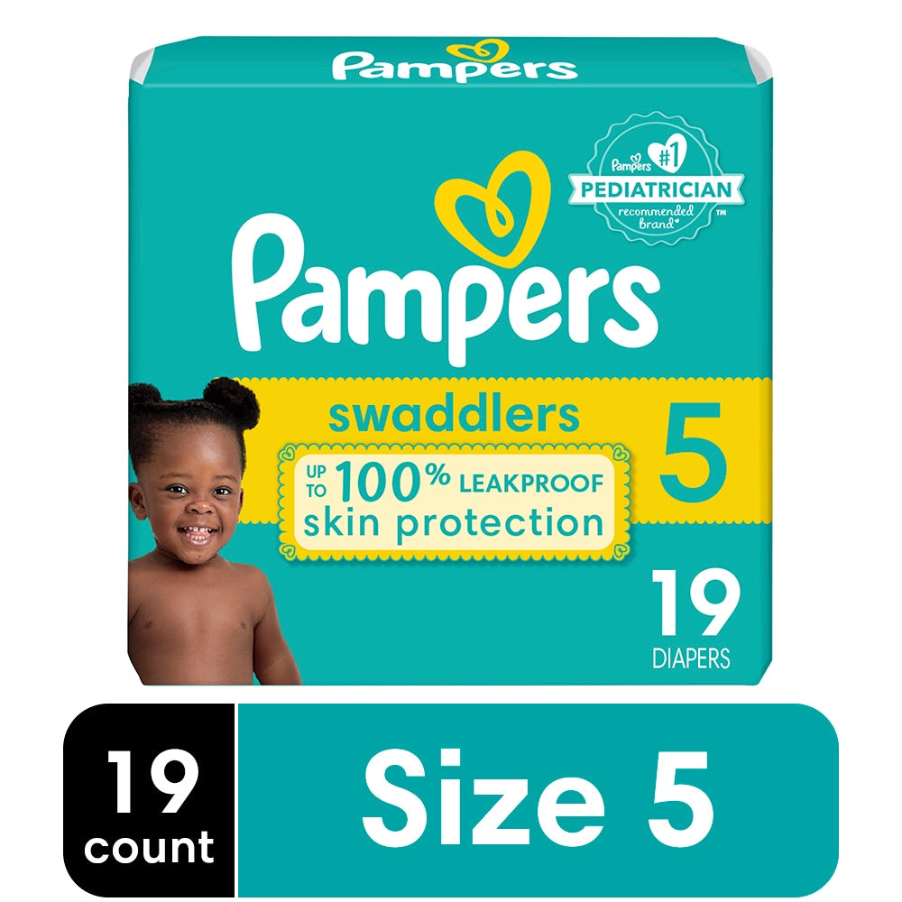 Pampers Diapers - Swaddlers - Size 5 - 19 Ct