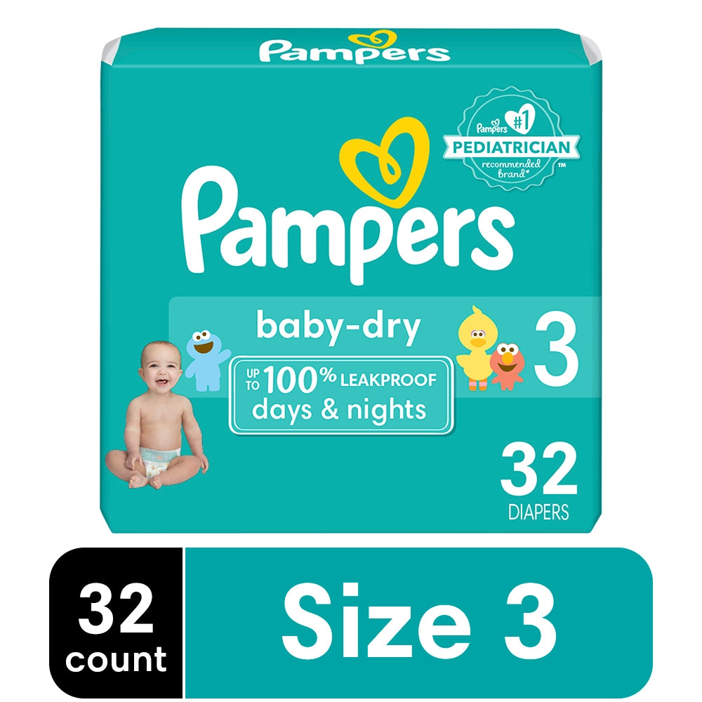 Pampers Diapers - Baby Dry - Size 3 - 32 Ct