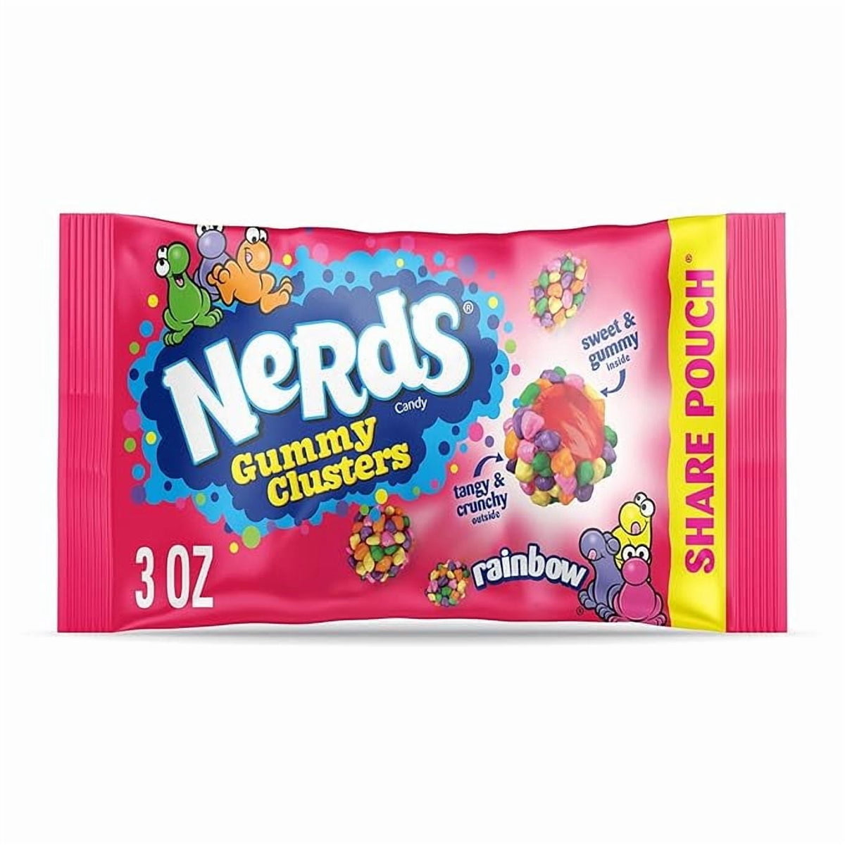 Nerds Gummy Clusters Rainbow Share Pouch 3 oz - 12 Pack