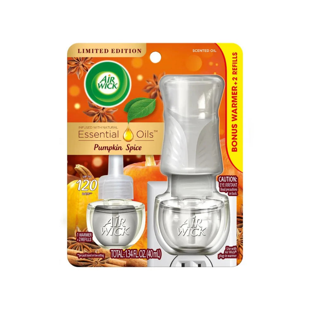 Airwick - Plug in Scented Oil Pumpkin Spice - 1 Warmer + 2 Refill