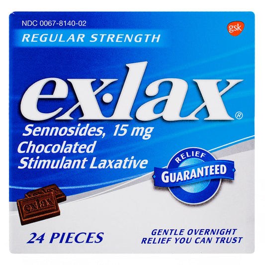 Ex-Lax Laxative - Regular Strength Chocolated - 24 Tablets