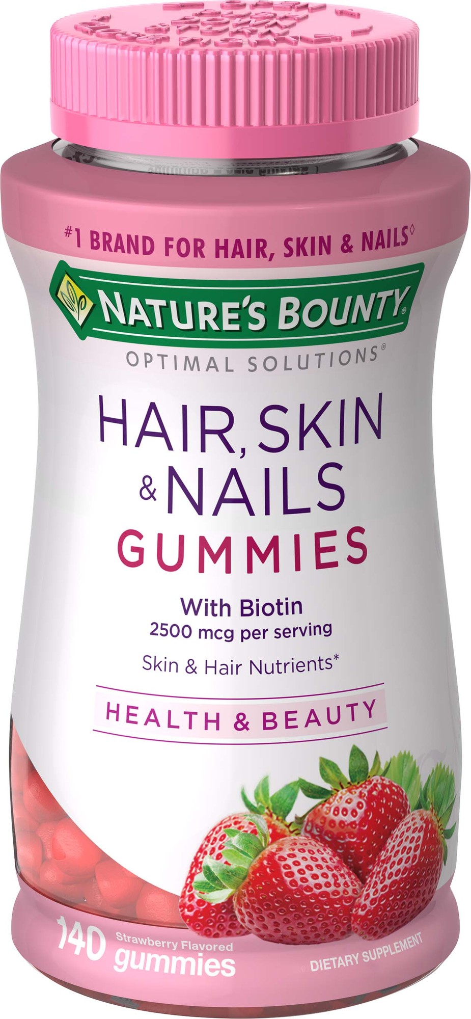 Natures Bounty - Hair Skin & Nails - Strawberry Flavored Gummies - 140 Ct