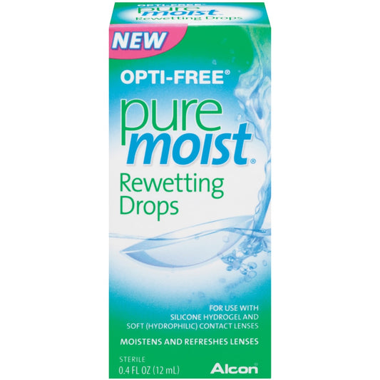 Opti Free - Pure Moist Rewetting Contacts Drops - 0.4 Fl Oz (12Ml)