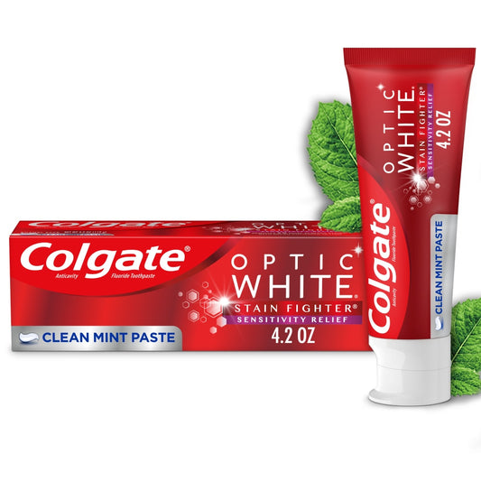 Colgate Toothpaste - Optic White Sensitive Relief - Clean Mint - 4.2 Oz