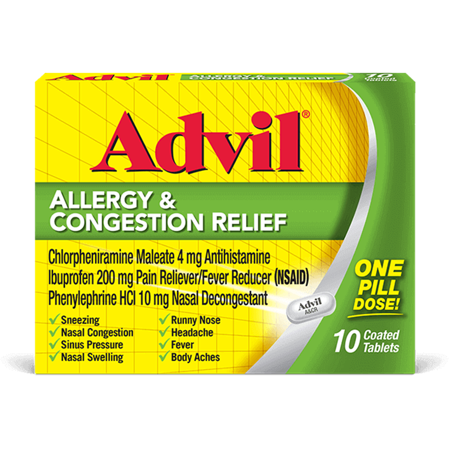 Advil - Tablets - Allergy & Congestion Relief - 10 Ct