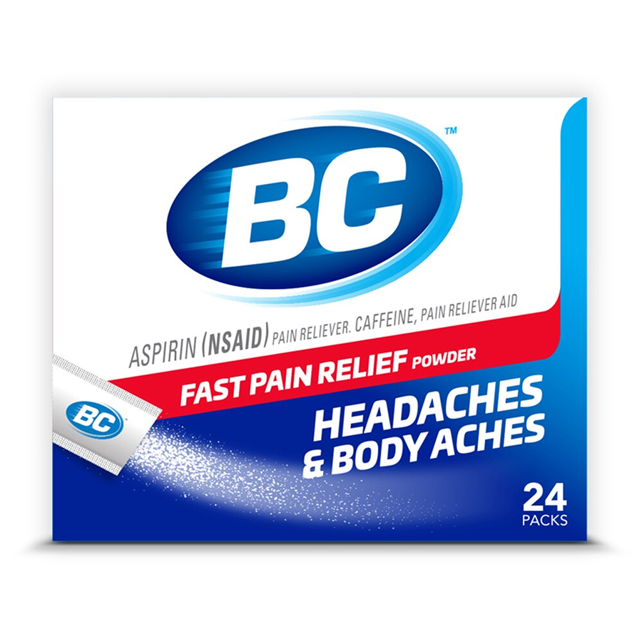 Bc Powder - Fast Pain Relief For Headaches And Bodyaches - 24 Pouches