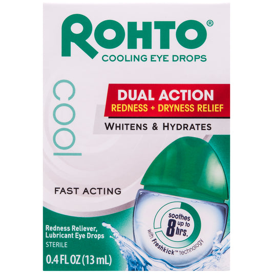 Rohto Eye Drops - Cooling Eye Drops Dual Action Redness&Drynesssrelef 0.4Floz (13Ml)