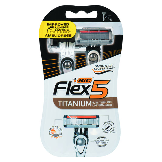 Bic Disposable Razors - Titanium Flex5 - 2 Razors