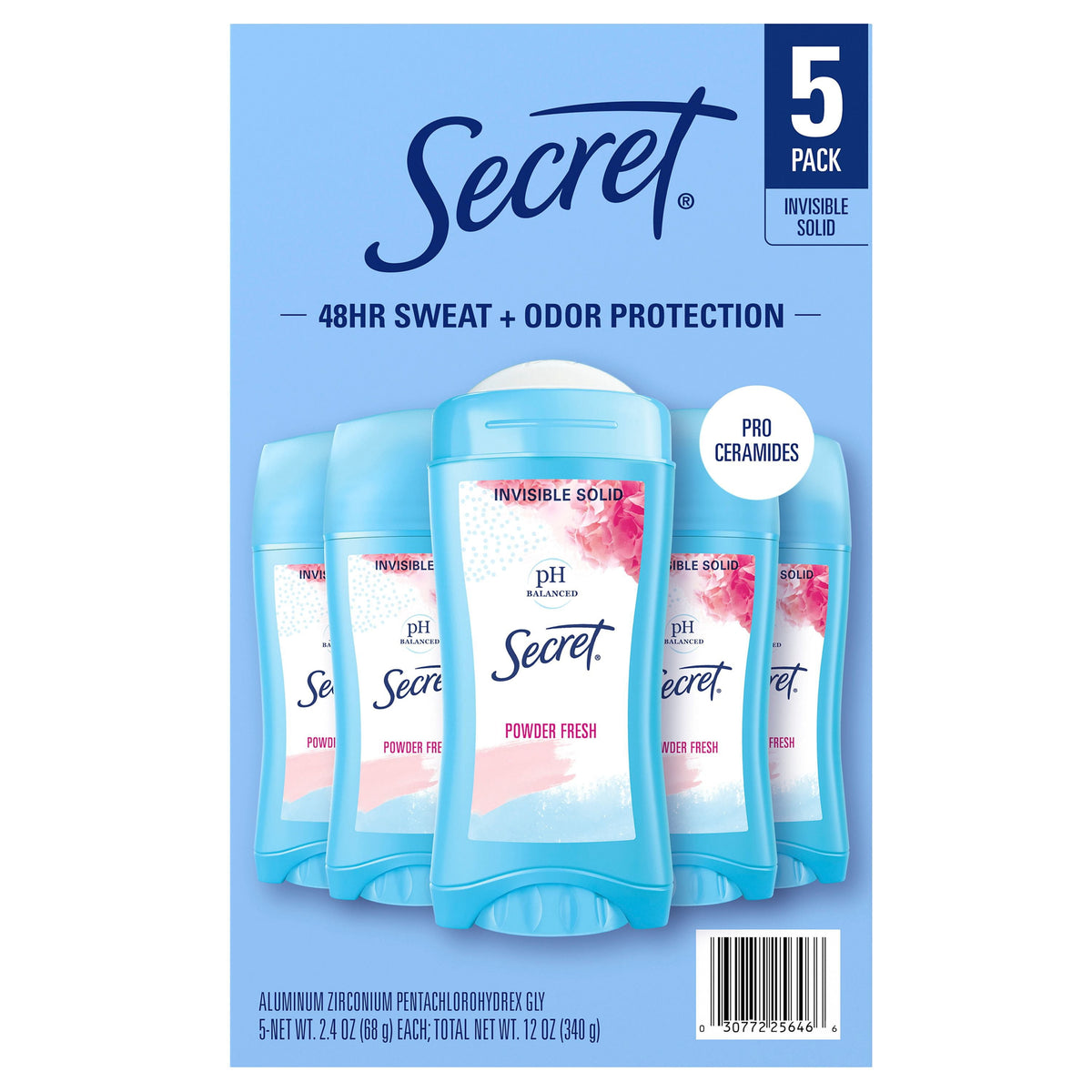 Secret Deodorant Stick - Powder Fresh - 5 Pack