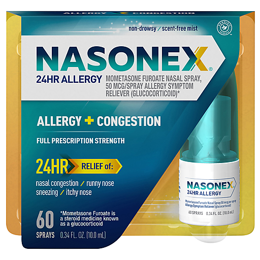 Nasonex - 24Hr Non Drowsy Allergy Medicine Nasal Spray - 60 Sprays