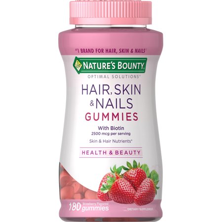 Natures Bounty - Hair Skin & Nails - Strawberry Flavored Gummies - 180 Ct