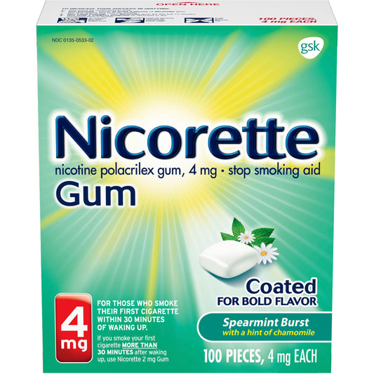 Nicorette - 4 Mg Nicotine Gum - Speramint 100 Count