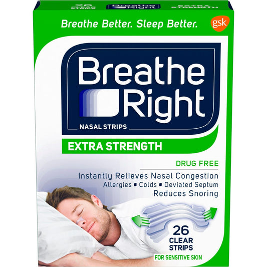Breathe Right Strips - Extra Strength For Sensitive Skin 26 Clear Strips