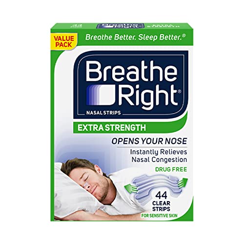 Breathe Right Strips - Extra Strength 44 Clear Strips For Sensitive Skin