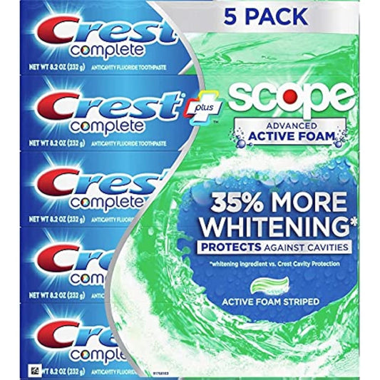 Crest Toothpaste - COMPLETE- SCOPE- CLEAN FRESH- 8.2 OZ PK 5