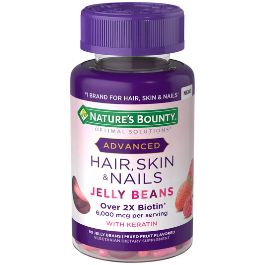 Natures Bounty - Hair Skin & Nails - Mixed Fruit Flavored Jelly Beans - 80 Ct