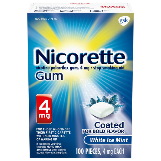 Nicorette - 4 Mg Nicotine Gum - White Ice Mint 100 Count