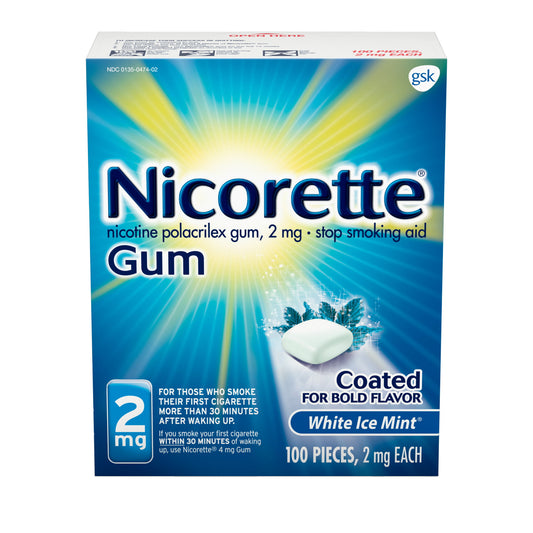 Nicorette - 2 Mg Nicotine Gum - White Ice Mint 100 Count
