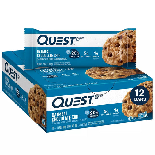 Quest - Protein Bars - Oatmeal Chocolate Chip  - 12/12ct