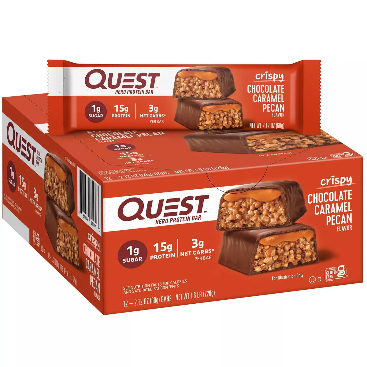 Quest - Hero Bars - Chocolate Caramel Pecan  - 12/12ct - 2.12 Oz