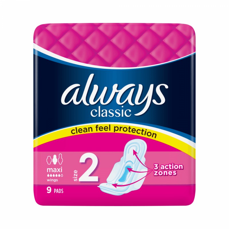 Always - Pads Classic Maxi Size 2 Wings - 9 Ct