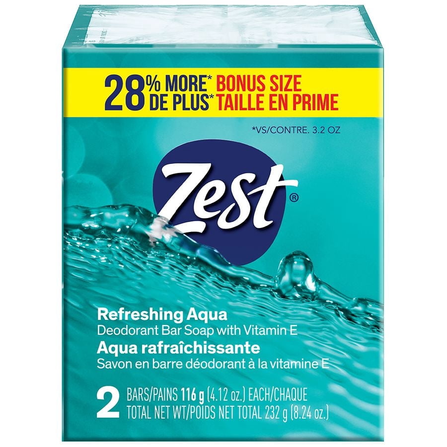 Zest Bar Soap - Refreshing Aqua & Vitamin E - 4.12 oz - 2 Bar