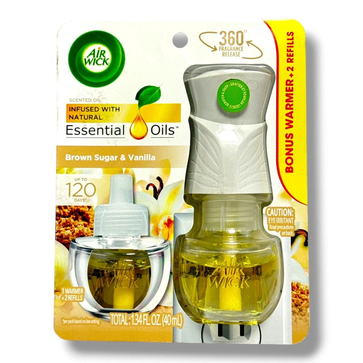 Airwick - Plug in Scented Oil Starter Kit Sugar&Vanilla - 1 Warmer + 2 Refills